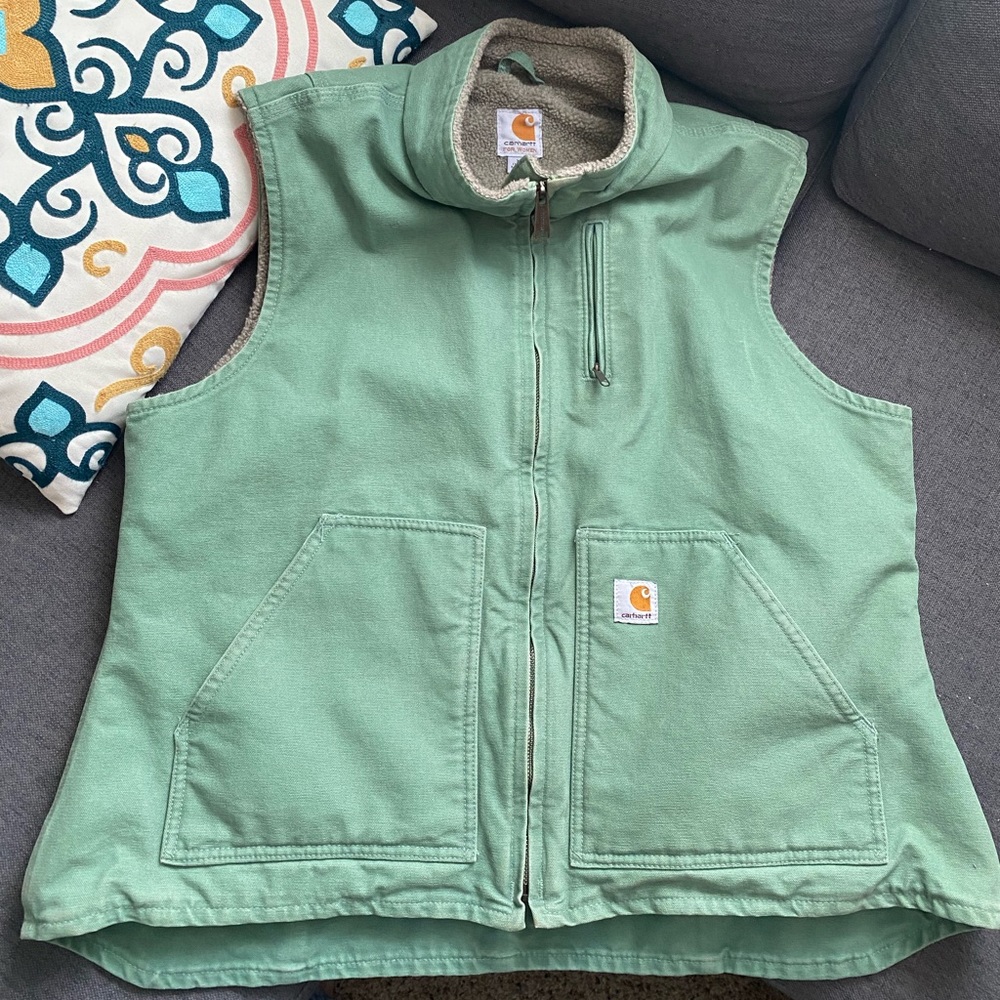 CARHARTT•W•XL•Relaxed fit•Washed Duck Canvas•Sherpa Lined•broken-in ranch Vest